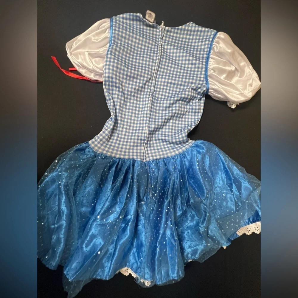 HALLOWEEN COSTUME WIZARD OF OZ  “DOROTHY” KIDS LARGE 12-14. DRESS & 2 RED BOWS